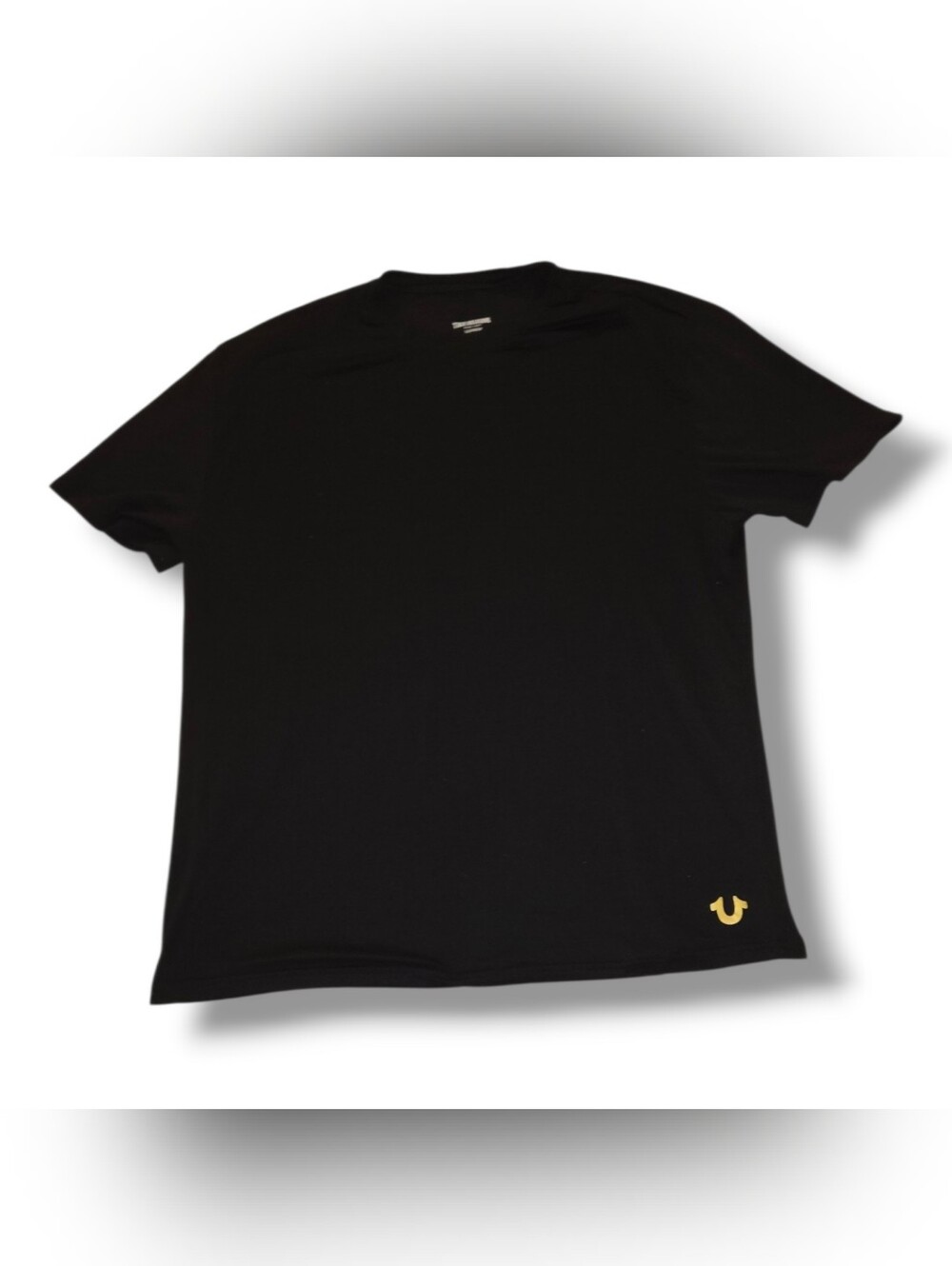 True Religion Men’s Black Crew Neck T-Shirt with Gold Logo